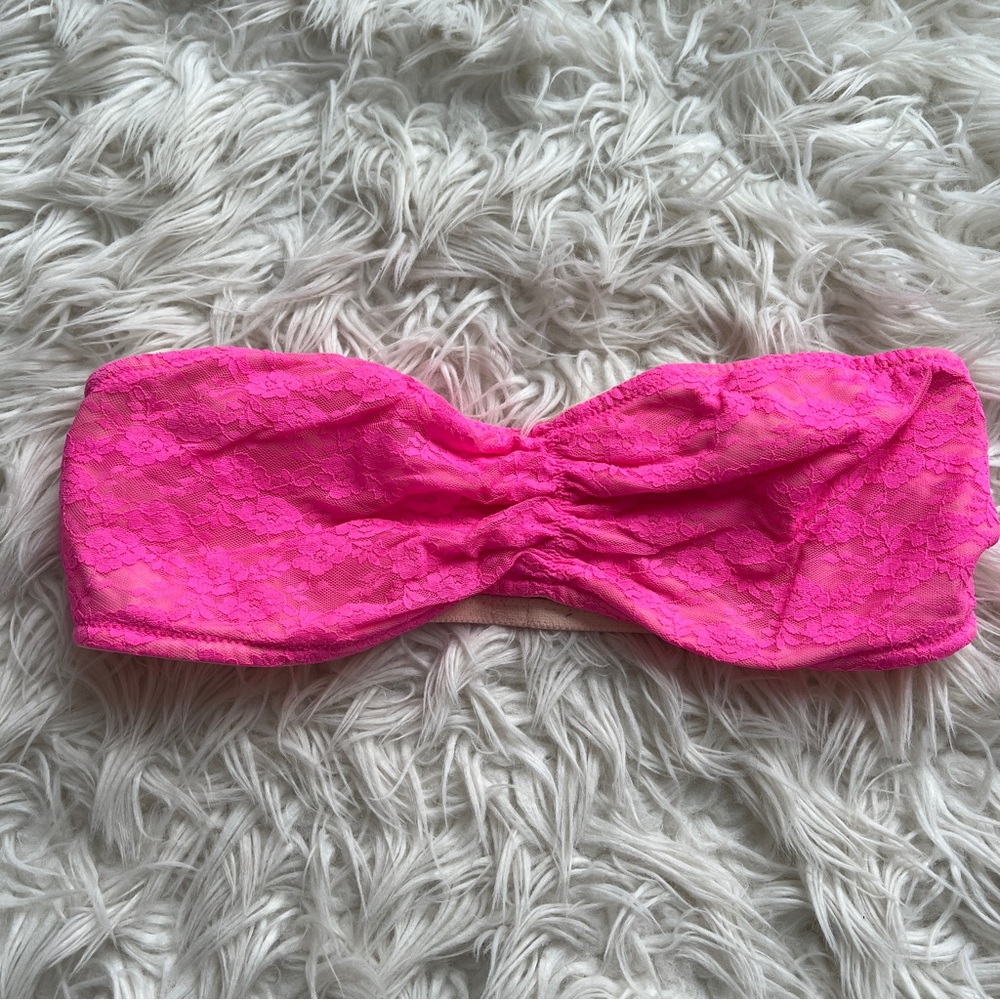 Victoria’s Secret PINK | Pink Lace Strapless Bandeau Size Large